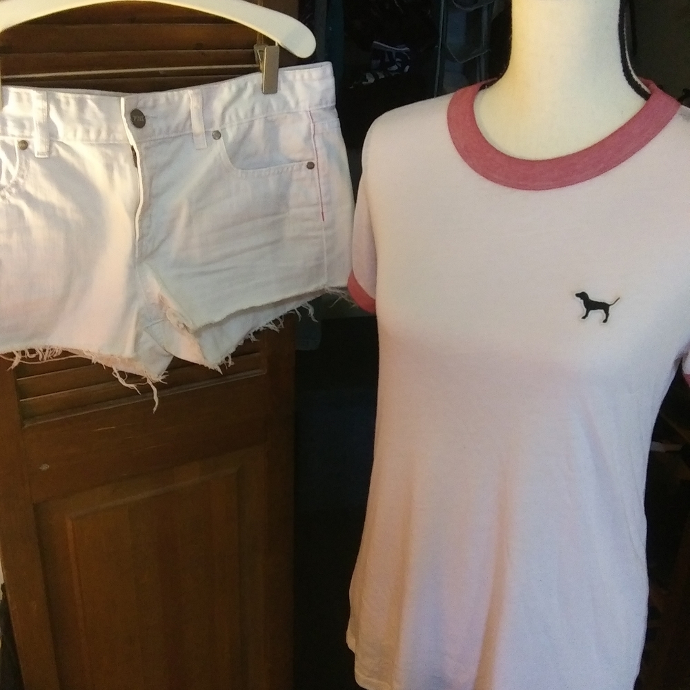PINK Victoria Secret campus tee, szXS, EUC